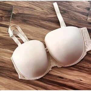 Auden Lightly Lined Strapless Bra Plus Size 42DDD Beige Underwire Full Coverage